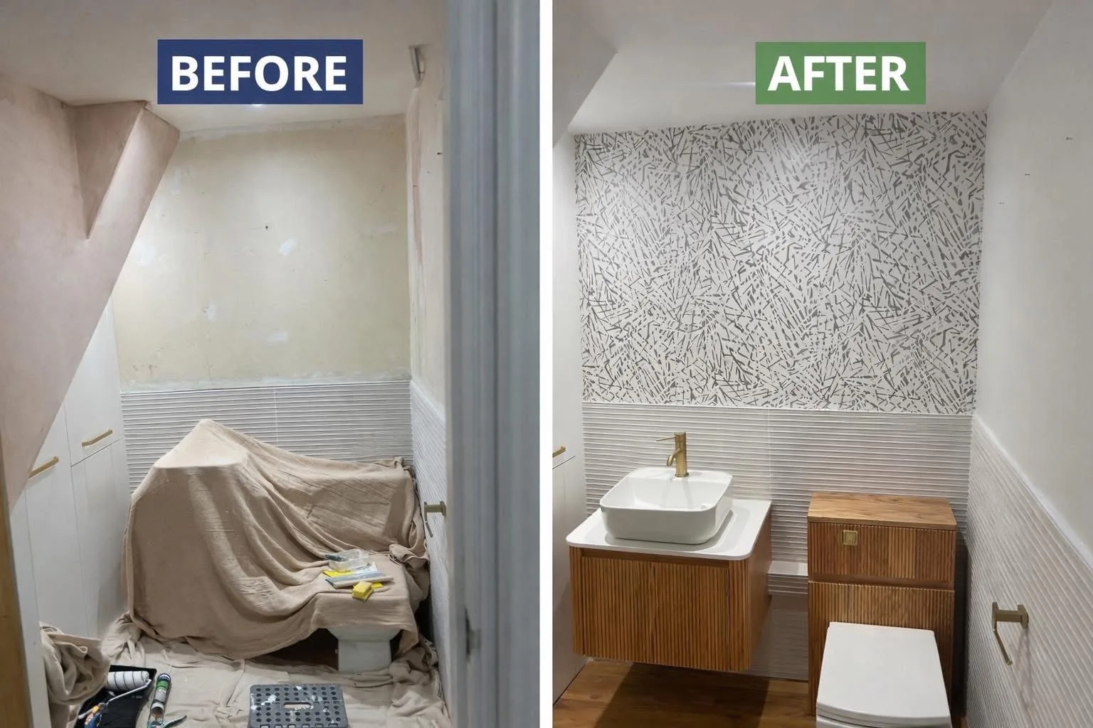 Bathroom decorating before & after