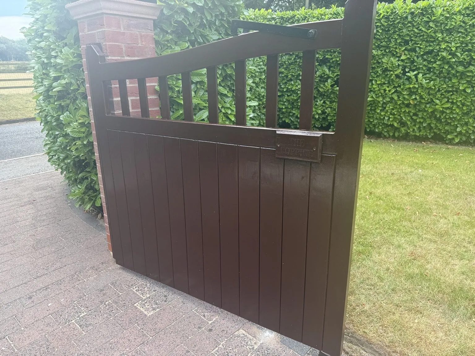 Completed timber gate repainting project in Cheshire