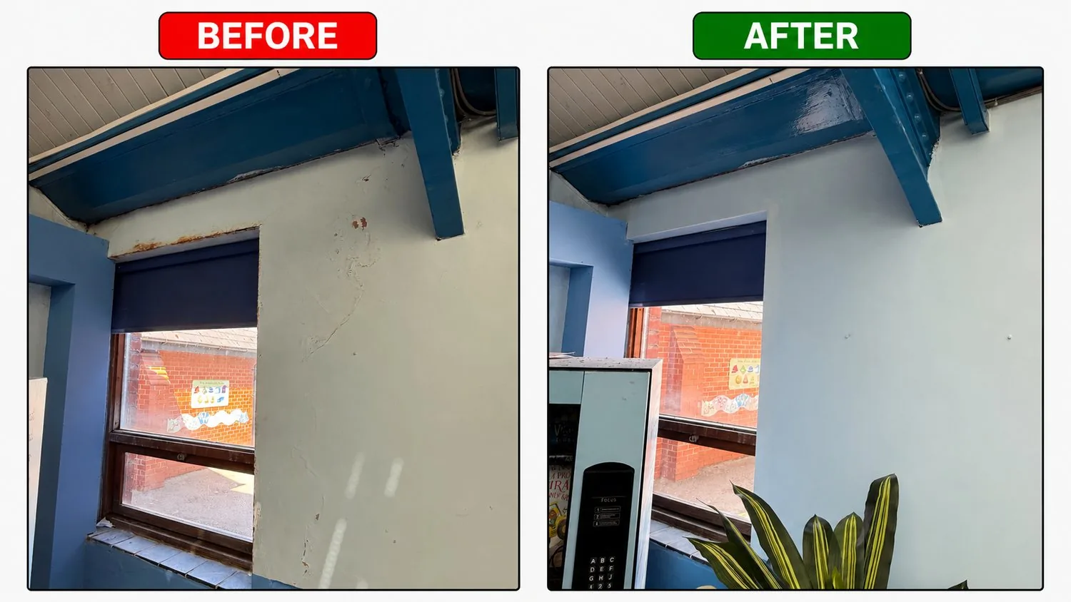 School canopy/eaves before & after