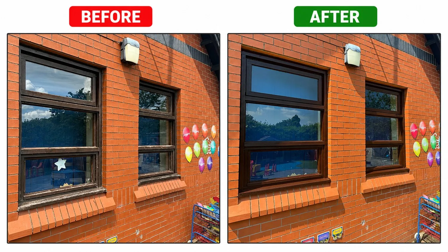 School window timberwork before & after