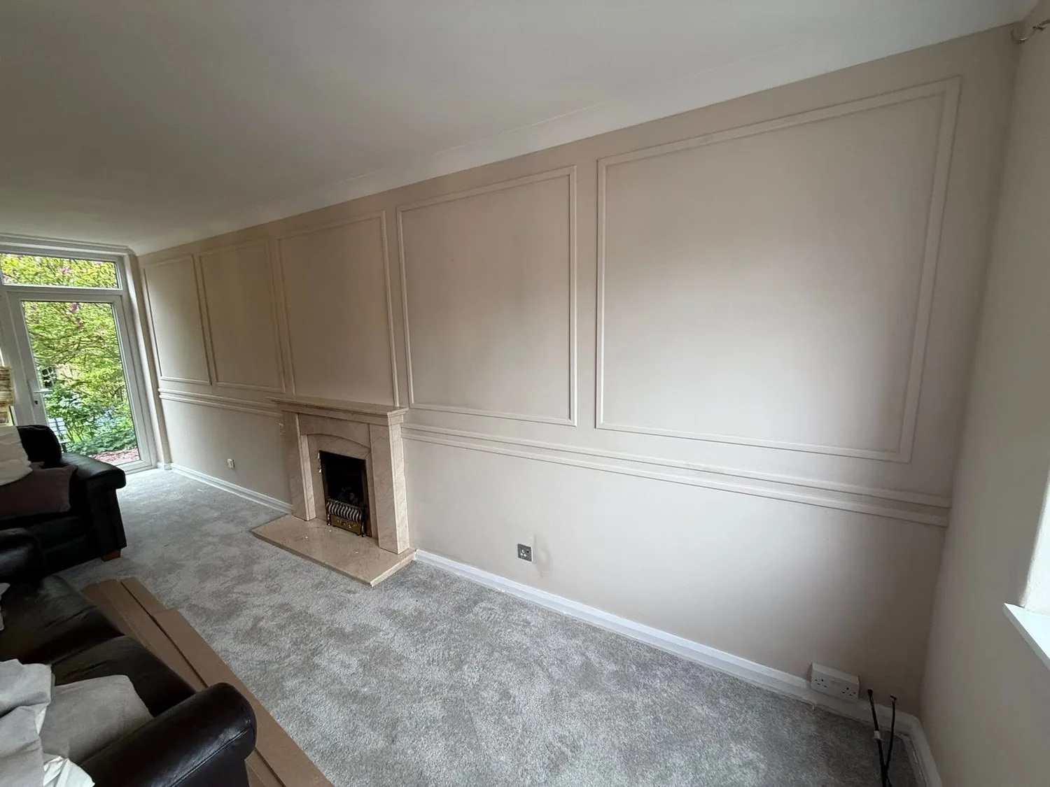 Living room panelling before & after after