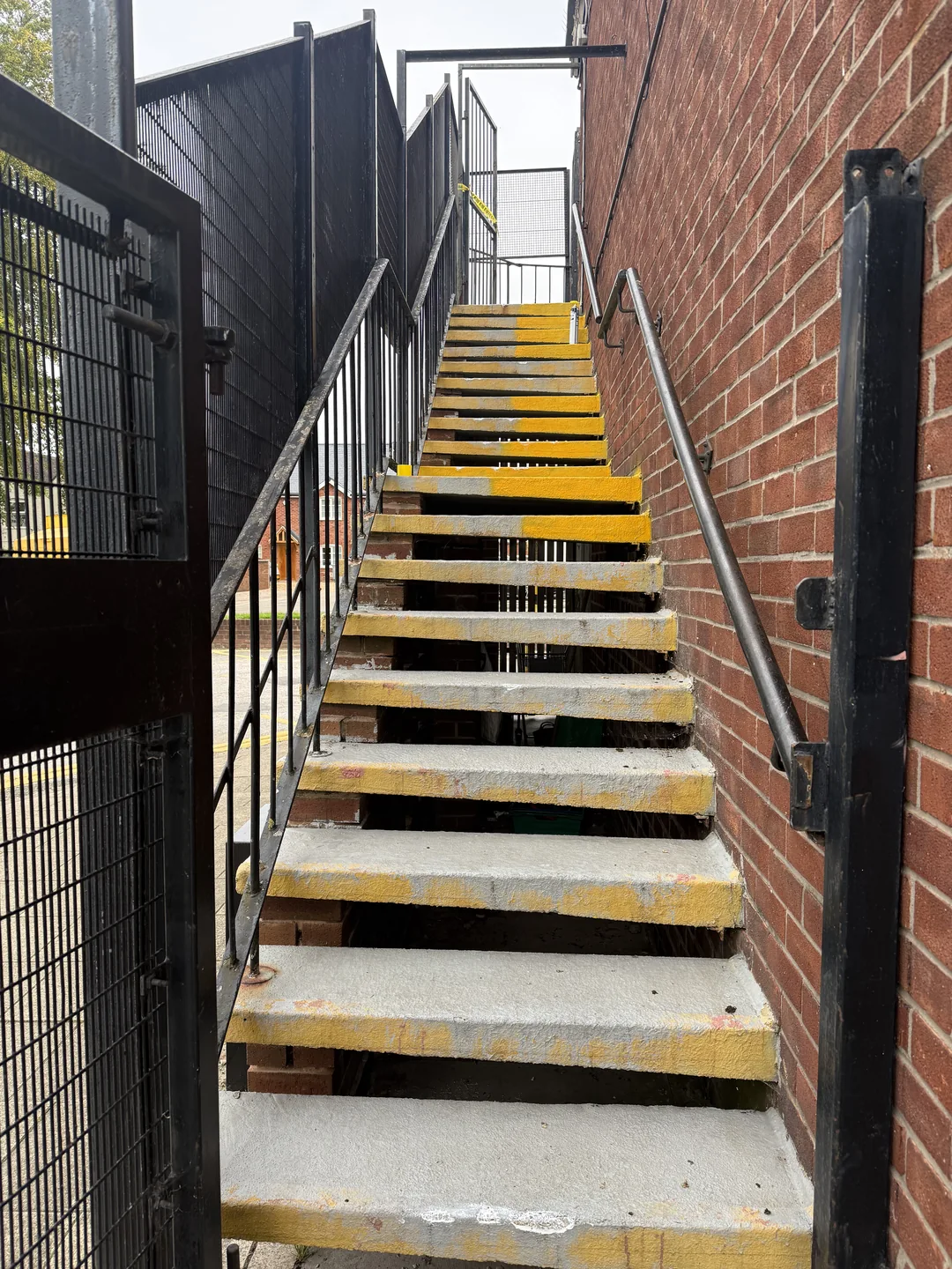 First external staircase during preparation, before the finished coating.