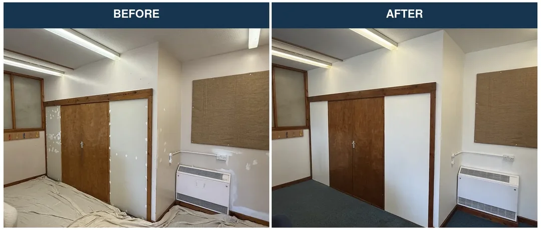 Darnhall classroom wall before and after