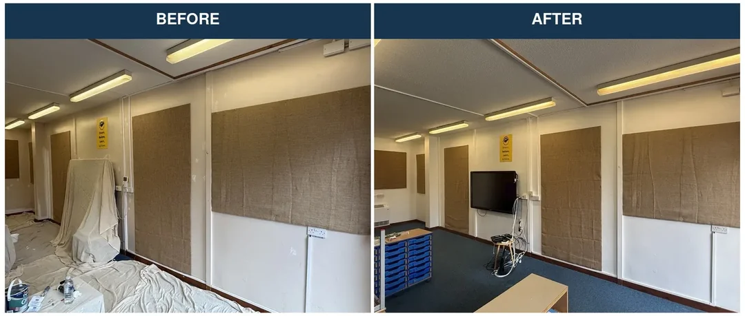 Darnhall Nursery and Primary School classroom decorating before and after