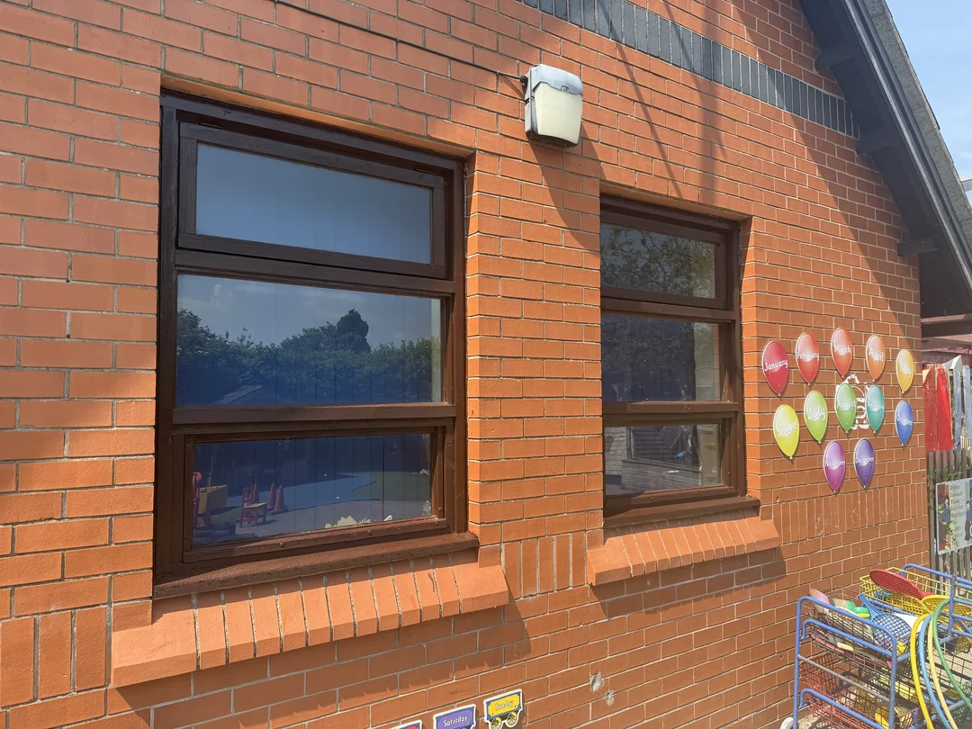 After decoration: the side-elevation windows.